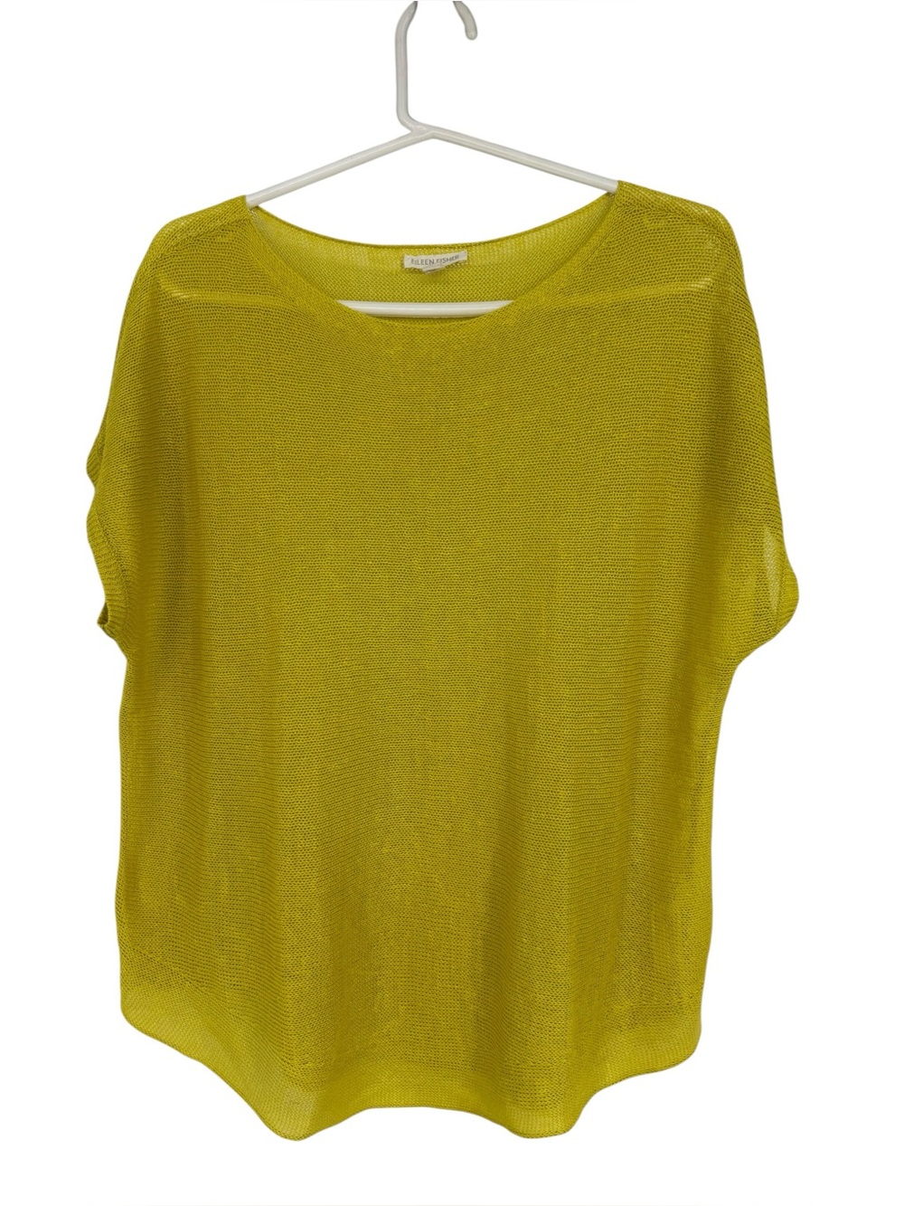 Eileen Fisher Sm Oversized Yellow Org Linen Boatneck Boxy Sleeveless Sweater